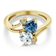 thumbnail image 3 of Gem Stone King 18K Yellow Gold Plated Silver Persian Blue Moissanite Sky Blue Aquamarine and White Lab Grown Diamond Ring for Women (1.56 Cttw, Heart Shape 6MM, Gemstone Birthstone, Size 5), 3 of 6