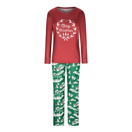 

REORIAFEE Matching Family Christmas Pajamas Matching Family Pajamas Family Christmas Pjs Matching Sets Long Sleeve Pajamas Suit Top+Pants Mom M