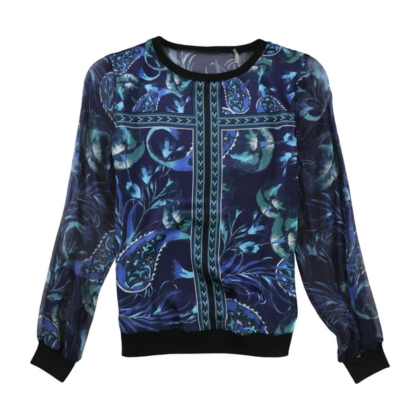 Blusa de Manga transparente Elie Tahari Mara mujer azul pequeña
