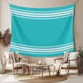 thumbnail image 2 of Teal Striped Large Tapestry for Bedroom Wall Hanging Tapestry,Luxurious White Stripes Modern Abstract Art Ceiling Backdrop Tapestries Poster Blanket Wall Decor for Teens Room Living Room 85" x 90", 2 of 8