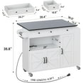 thumbnail image 4 of HAUXITIO Kitchen Island with Drop Leaf,Power Outlet & LED Lights,Rolling Cart with Spice Rack,Drawer and Storage Cabinet for Kitchen,White, 4 of 8