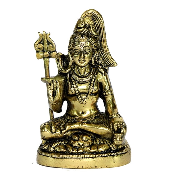 eSplanade Shiva Shiv Adiyogi Natraj Murti Idol Statue Sculpture | Pooja Idols - Home Decor | Brass - 5" Inches