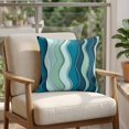 thumbnail image 4 of 16x16 Pillow Covers Set of 2, Teal Ombre Square Throw Pillow Covers for Couch/Sofa/Living Room, Abstract Art Moire Ocean Waves Decorative Soft Pillowcases for Couch Throw Pillows with Hidden Zipper, 4 of 9