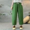 thumbnail image 4 of Sexlip Women Capri Pants Drawstring High Waist Trousers Wide Leg Cropped Pants with Pockets Green XXXL, 4 of 4