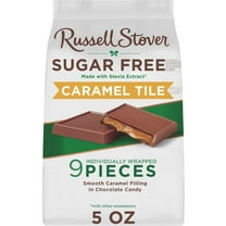 Russell Stover Chocolates Sugar Free Milk Chocolate Caramel Tile Mini Gusset Bag 5oz (9 Pieces)