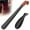 Black, variant on 2 Pack Metal Shoe Horn Set, 16.5 Inch Long Handled Shoehorn with Leather Grip, 7.5 Inch Travel Shoehorn with Hook, Durable Stainless Steel Shoe Helper for Home On-the-Go Use