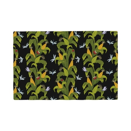 

Placemats Set of 4 Corn And Dragonflies Heat Resistant Non - Slip Place mats Waterproof table mat for Kitchen Dining-6片装