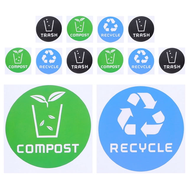 AURARMLET 12Pcs Recycling Bin Stickers with High Viscosity Adhesive for Accurate Trash Classification
