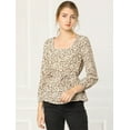 thumbnail image 2 of Unique Bargains Blouse à Manches Longues à Encolure Carrée à Fleurs pour Femmes, 2 of 6