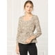 thumbnail image 2 of Blusa de Cintura con Cinturón Y Estampado floral Allegra K Beige L, 2 of 6