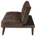 thumbnail image 5 of Pemberly Row Faux Leather Tufted Convertible Sofa Bed Dark Coffee Brown, 5 of 12