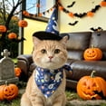 thumbnail image 2 of Pet Halloween Bandana Hat Set for Cats & Dogs with Pumpkin Ghost Spiderweb Design, Soft Adjustable Fit for 23in Porch Geese, 17.7in by MPOISVA, 2 of 7