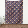 thumbnail image 4 of Ambesonne Flower Fabric by the Yard Upholstery, Doodle Cat Funky Boho Floral, 1 Yard, Dark Indigo Multicolor, 4 of 5