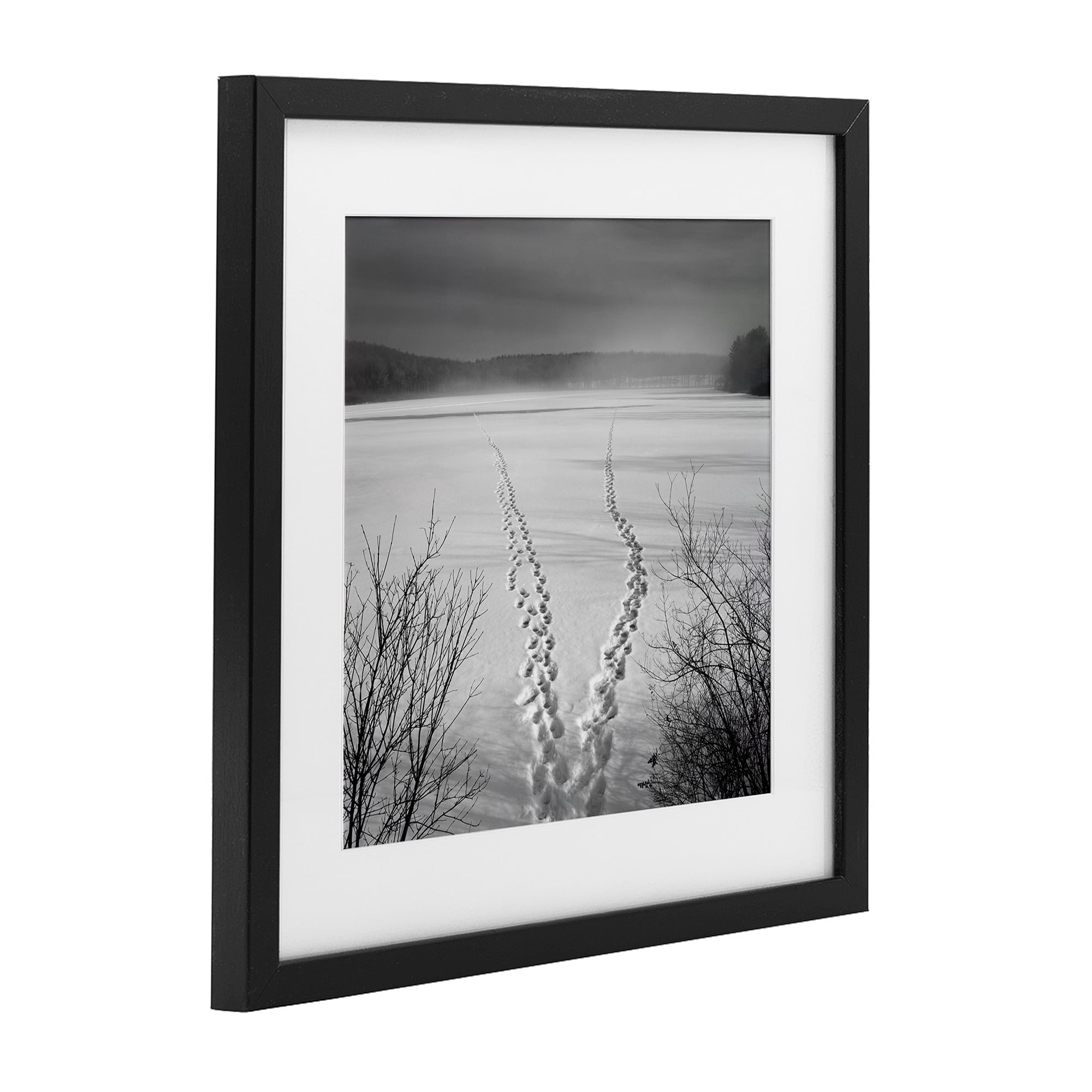 Stupell Industries Snowstep Tracks Across Frozen Lakes Black Framed Print Under Glass, design by Chip Forelli