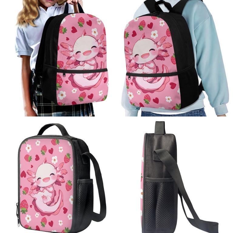 Koe Print Axolotl Rugzak School Boekentas Reizen Casual Dagrugzak Voor Meisjes Jongens 16.5 Inch, Stijl-7, Eén maat