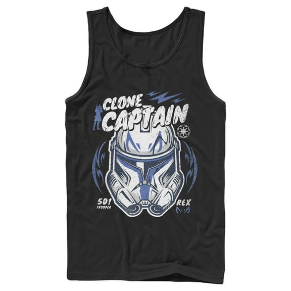 Men's Star Wars: The Clone Wars Captain Head Shot Portrait Tank Top Black X Large