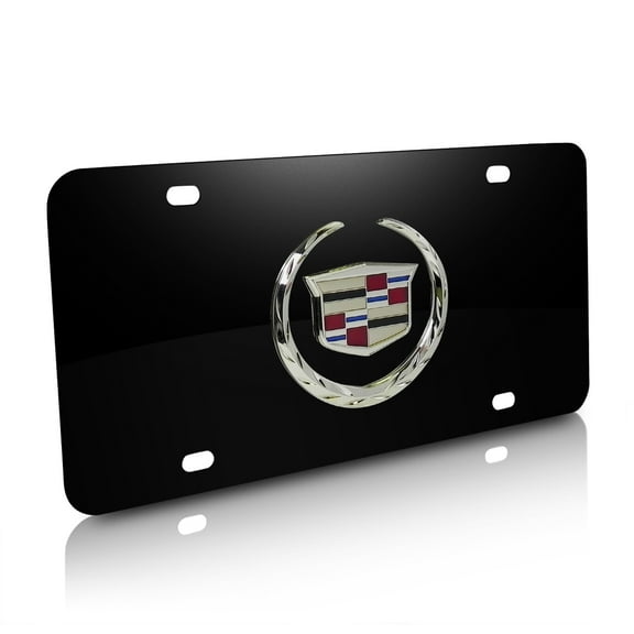 Cadillac 3D Metal Logo Black Stainless Steel License Plate
