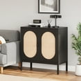 thumbnail image 7 of GAOMON Rattan Buffet Cabinet, Small Wood Sideboard with Adjustable Shelves, Hand-Woven Storage Cabinet, Modern Console Cabinet for Dining Room, Kitchen, Living Room, Hallway, Black, 7 of 7