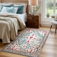 thumbnail image 2 of Lahome Decor 4'x6' Boho Tribal Area Rug ,4x6 ft Non Slip Machine Washable Rugs Foldable Vintage Rug Low Pile Durable Carpet for Living Room Bedroom Dining Room Office Farmhouse,Sky Blue, 2 of 9
