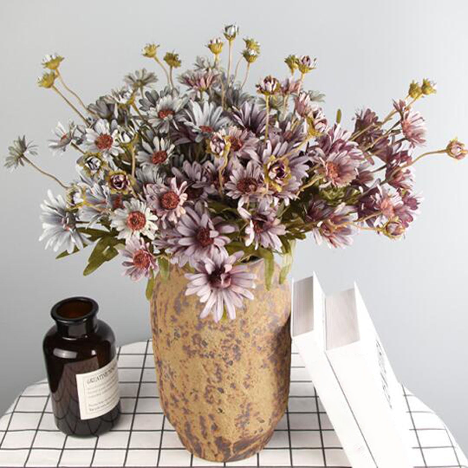 5x 9Heads Chrysanthemum Bunch Artificial Flowers Mum Bouquet Home Floral Decor 