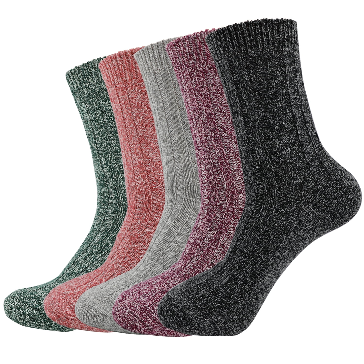 5 Pairs Womens Wool Cashmere Thick Sock Lady Soft Casual Winter Thermal Socks US 