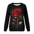 thumbnail image 4 of toraway Chandails en Molleton pour Femmes Tendance Rayé Imprimé Saint-Valentin Col Rond Pull Mode Manches Longues Chemises d'Entraînement Blouse Ample TG, 4 of 4