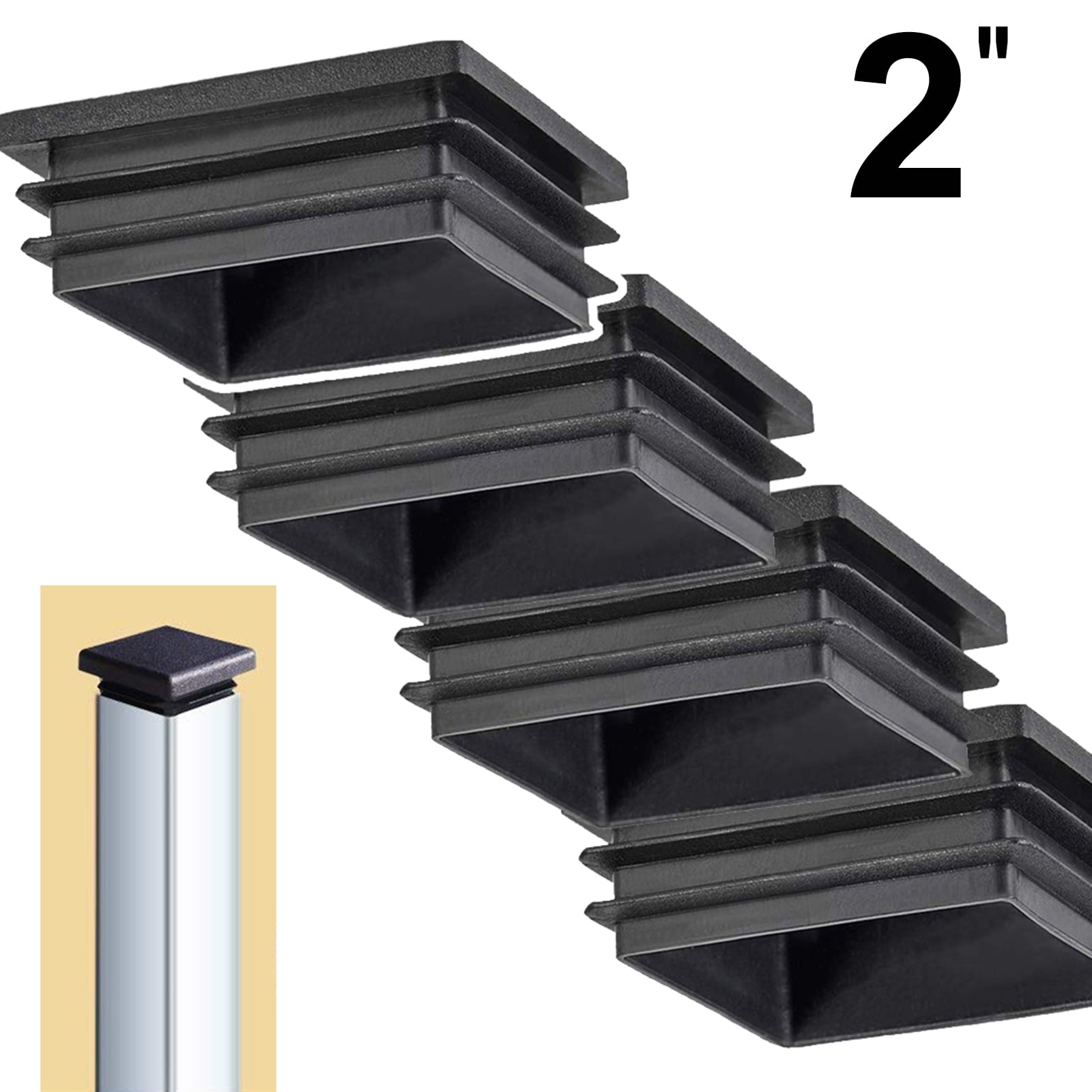 2" Square Tube End Plug Tubing Cap Plug 2X2 Tubing Blanking Insert Plug