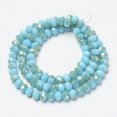 thumbnail image 2 of 10strands Electroplate Opaque Glass Beads Strands Half Rainbow Plated Faceted Rondelle Cyan 3x2mm Hole: 0.8mm about 165~169pcs/strand 15~16 inch(38~40cm), 2 of 2