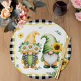 thumbnail image 3 of Sunflowers Gnomes Round 13 Inch Placemats Set of 6, Eucalyptus Spring Black Checkered HeatResistant Non Slip Place Mats for Dining Table, Wipeable Braided Kitchen Table Mats for Housewarming, 3 of 9