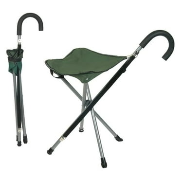 Folding Cane Chair/Walking Stick (Green)