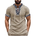 thumbnail image 2 of COSFO Corduroy Oversized Tshirts for Men V Neck Short Sleeve Vintage Tops Classic Fit Drawstring Pullover Mens Graphic Tees, 2 of 9