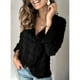 thumbnail image 4 of Camisas con cuello en V y botones para mujer, camisas de manga larga con solapa suave, holgadas, informales, elegantes, para oficina, citas, trabajo, compras, 4 of 6