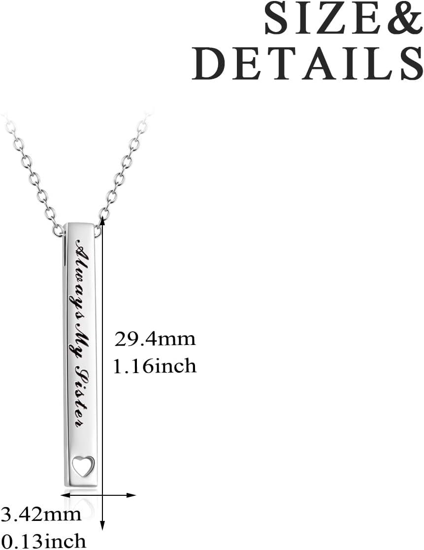 Sterling Silver Bar Necklace - Inspirational Jewelry for Women: Birthday Gifts for Sister, Friends