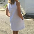 thumbnail image 4 of Summer Saving Wycnly Dresses for Women Plus Size Casual Solid Cotton Linen Tank Mini Dresses with Pocket Round Neck Sleeveless Plain Summer Short Formal Dress White XL, 4 of 7