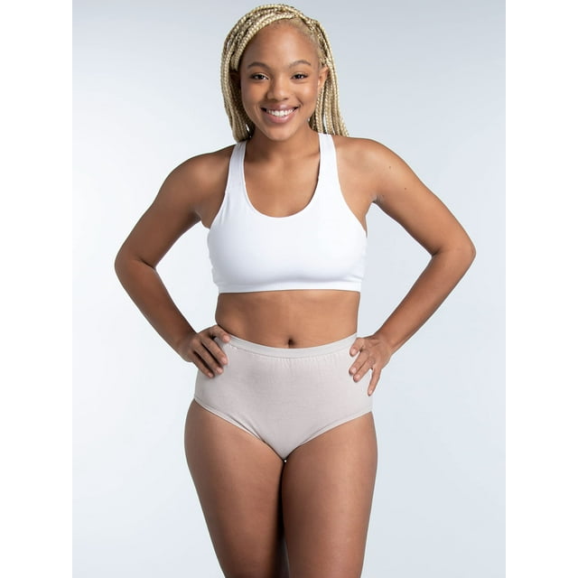 WOMENS BODY TONE COTTON BRIEF PANTY, 10 PACK, 6, ASSORTED