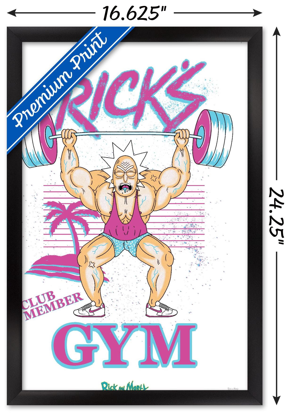 Rick And Morty - Rick's Gym Wall Poster, 14.725" x 22.375", Framed