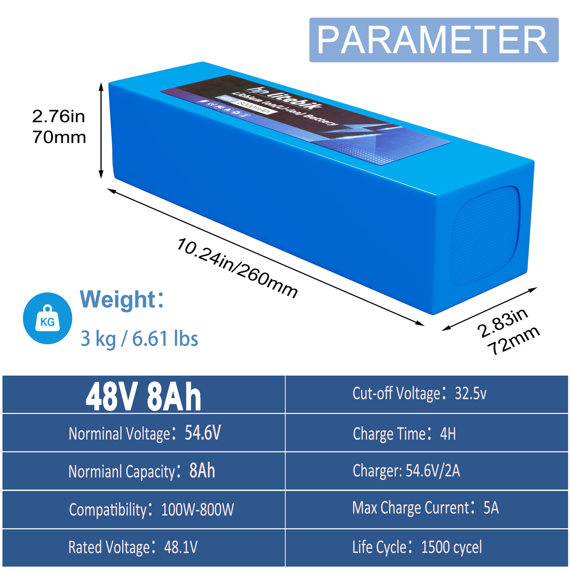 48v 8ah Battery Bicycle 48v Lithium Battery Pack Ebike Battery 750W for Adult Electric Bike