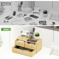 thumbnail image 6 of Bamboo Desk Organizer with Drawers - Small Desktop Countertop Mini Tabletop Storage Container - No Assembly Required, 6 of 12