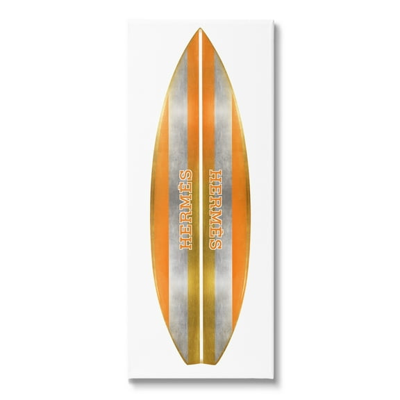Stupell Industries Orange Glam Stripes Chic Designer Logo Surfboard Canvas Wall Art, 13 x 30, Design by Madeline Blake