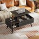 thumbnail image 2 of Mesa de centro de madera con compartimentos ocultos y estantes de almacenamiento ajustables, mesa de comedor para el hogar, sala de estar, oficina, color negro carbón,Negro (Charcoal Black), 2 of 2