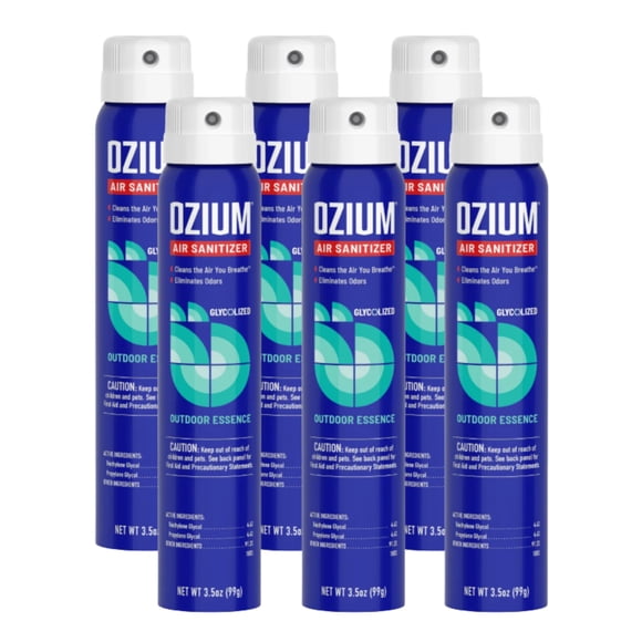 Ozium 3.5 Oz. Air Sanitizer & Odor Eliminator for Homes, Cars, Offices and More, Outdoor Essence Scent, 6 Pack