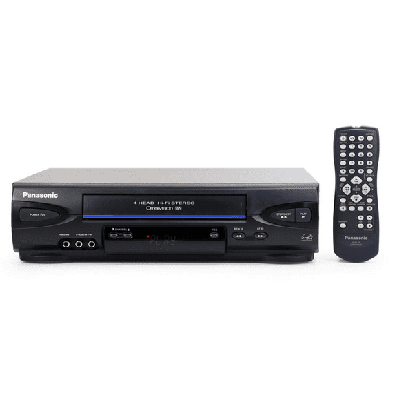 Restored Panasonic PV-V4522 4-Head Stereo VHS VCR w/ Original Remote, Manual, A/V Cables, & HDMI Converter (Good)