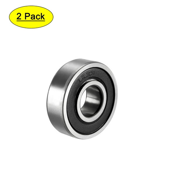 Unique Bargains Deep Groove Ball Bearing 6201RS Double Sealed, 12mmx32mmx10mm Carbon Steel 2Pcs