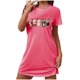 thumbnail image 4 of Camisón corto de talla grande para mujer, camisón de manga corta con estampado de pecho a la moda, camisón para mujer, 4 of 5