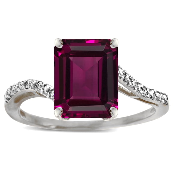 Star K � Octagon Emerald Cut Big Stone 10x8 Rhodolite Bypass solitaire ring