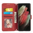 thumbnail image 5 of Dteck Hang Rope Wallet Case Compatible with Samsung Galaxy S21 Ultra 6.8 inch PU Leather with Full Protection Kickstand Shockproof Card Slot Magnetic Case.Red, 5 of 6