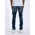 thumbnail image 4 of Crysp Denim Men's Kar Patch Panel Stitching Distressed Rips Skinny Fit Jeans (36, Blue), 4 of 7