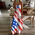 thumbnail image 2 of Summer Clearance! Joau Womens American Flag 4th of July Dresses Star Striped Patriotic Spaghetti Strap Sleeveless Maxi Dress Summer Beach Sundresses, 2 of 5