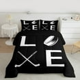 thumbnail image 2 of Homewish Ice Hockey Lovers Queen Comforter Set,Ball Sport Game Bedding Sets,White Black Bedding Comforter Set For Teens,Luxury Bedroom Decor Reversible,3 Pieces, 2 of 8