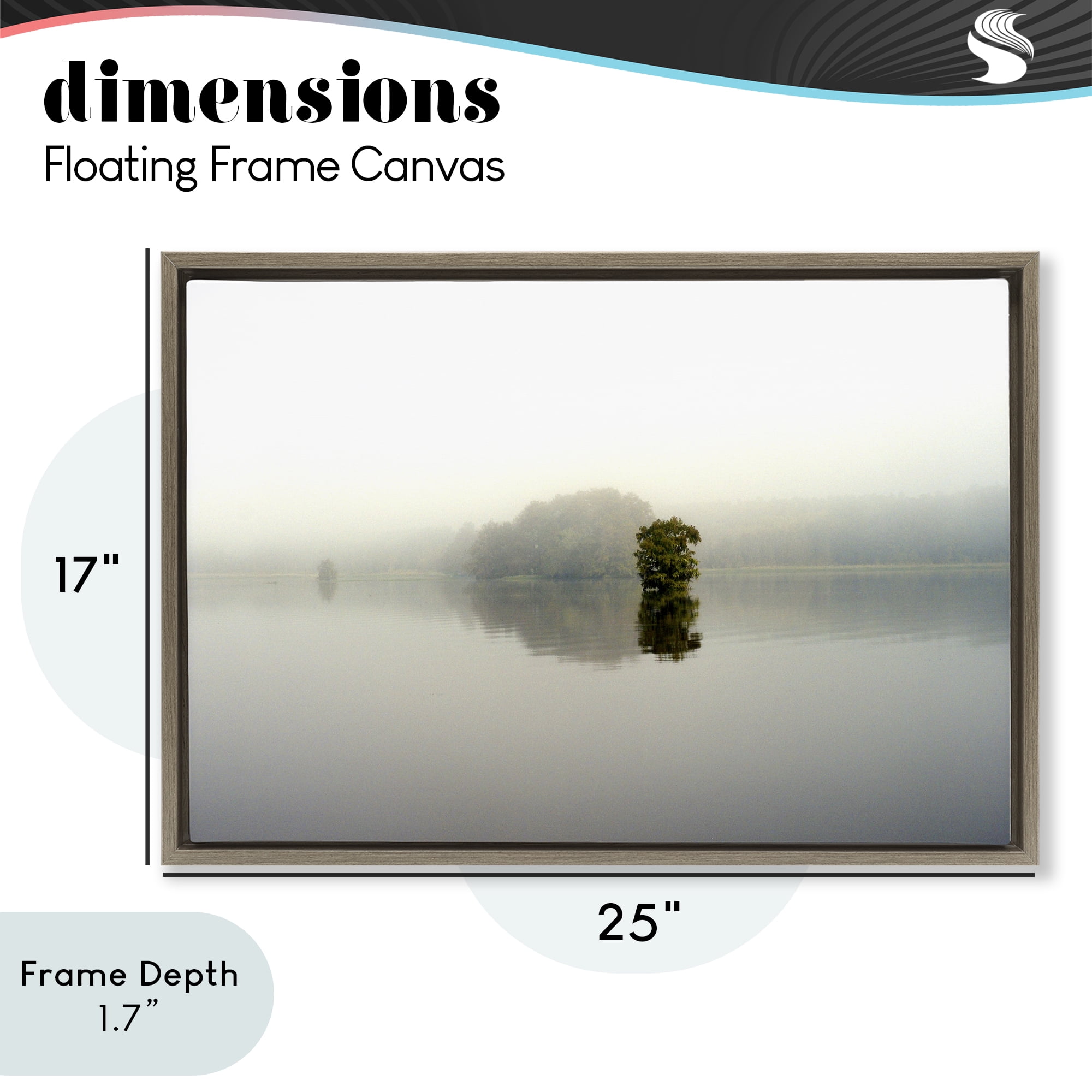 Stupell Industries Misty Lake Reflection Brown Framed Floater Canvas Wall Art, design by Gail Peck